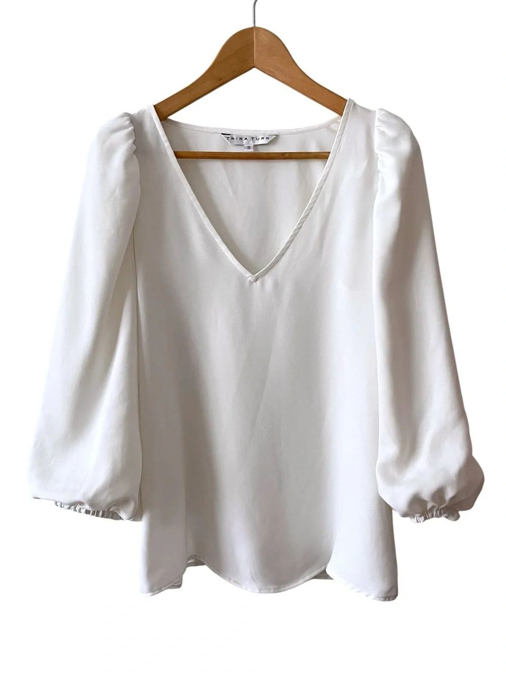 Trina Turk White Puff Sleeve Blouse